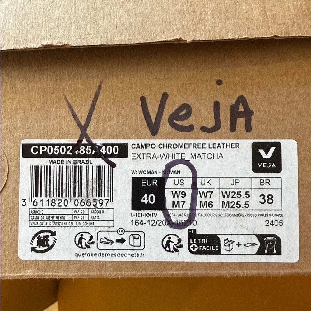 NEW $175 VEJA Campo Chromefree Matcha Leather Sneakers - Picture 12 of 13